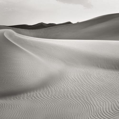 dunes de sable en noir blanc avec formes sensuelles dans le désert rub al-khali dans les émirats arabes unis