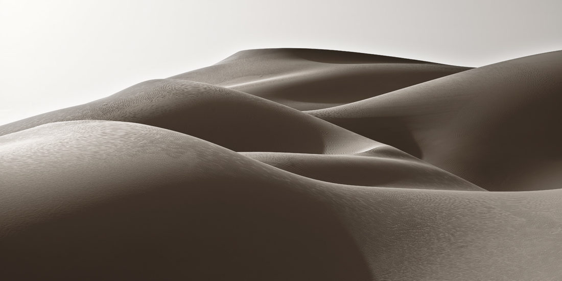 dunes de sable couleur sépia avec formes sensuelles dans le désert rub al-khali